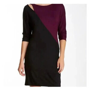 Trina Turk Lola Colorblock Purple and Black Cut out Dress 4